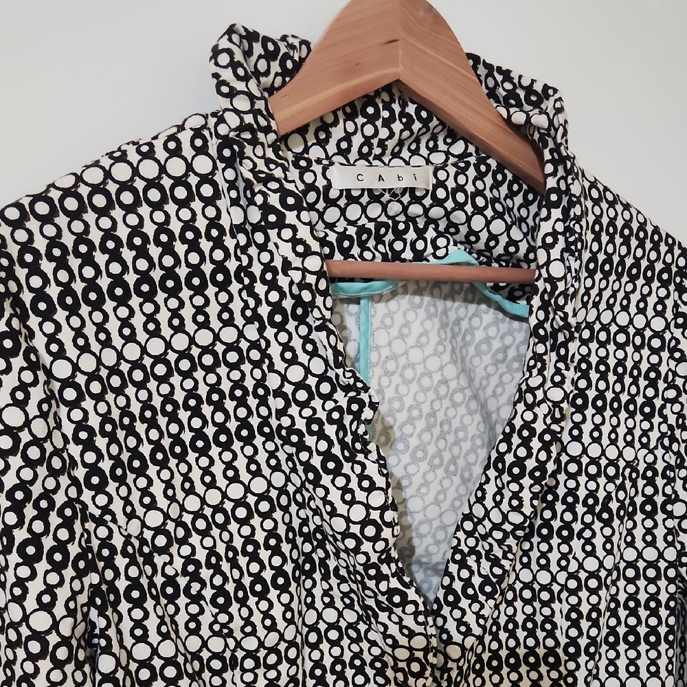 CAbi Black & White Circle-Pattern Button Jacket - image 1